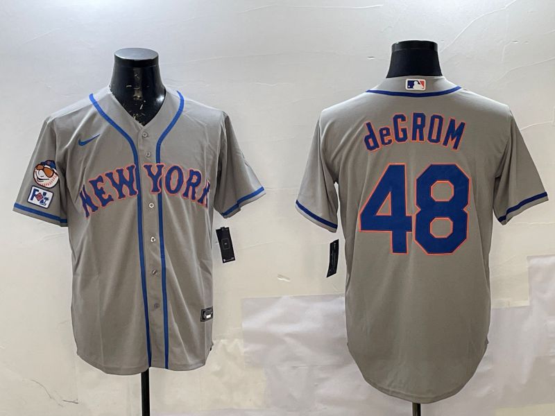 Men New York Mets #48 Degrom Grey Game 2025 Nike MLB Jersey style 1